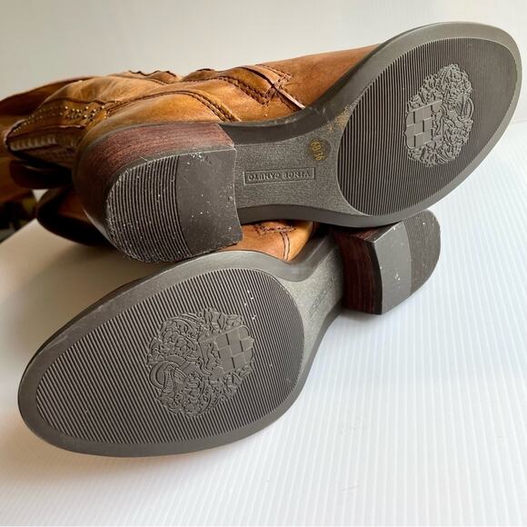 VINCE CAMUTO Bollo Knee High Boots Size 6 Leather Distressed Studs Boho Edgy - Picture 3 of 13